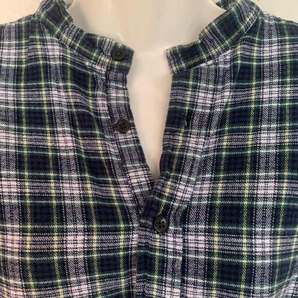 McGee Ireland Flannel Grandfather Shirt Adult L Men’s Large Blue Plaid NWOT 🍀 - Picture 7 of 7